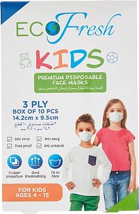 Eco Fresh Eco Fresh Kids Disposable Face Masks - 10 Pieces Box '