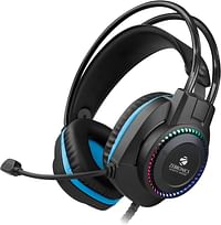 Zebronics Zeb Jet USB Gaming Wired Headphone with Flexible Mic, Ear Cup with LED Lights, 40mm Neodymium Drivers Along with Extra Soft Ear Cushion for Comfort (Black + Blue)