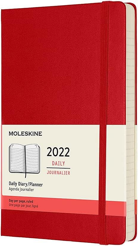 Moleskine Classic 12 Month 2022 Daily Planner, Hard Cover, Large (5" X 8.25"), Scarlet Red
