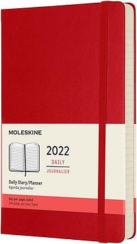 Moleskine Classic 12 شهرًا 2022 ، مخطط يومي ، غلاف صلب ، كبير (5 x 8.25 ) ، أحمر قرمزي
