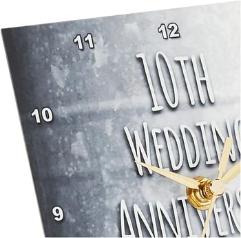 3dRose 10th Wedding Tin Celebrating 10 Years Together - Tenth Anniversaries Ten yrs - Desk Clock, 6 by 6-Inch (dc_154441_1)