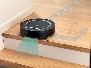 Kenwood Smart Robot Vacuum Cleaner, 2-in-1 Vacuuming, Smart Drop Proof Technology, Virtual Wall, Ideal for Pet Hair Hard Floor and Carpet 0.5 Suction Power, super silent 65 DB,VRP10.000bk, Black