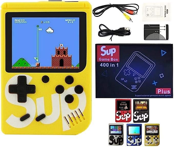 SUP Game Box Plus 400 in 1 Retro Mini Gameboy Console 3.0 Inch - Portable Rechargeable Single Player (Yellow)