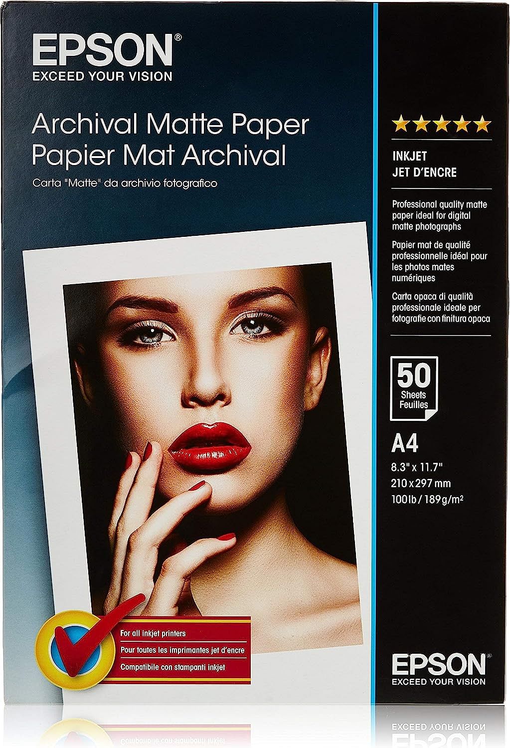 Epson matte archival papier inkjet 192g/m2 a4 50 feuilles pack de 1