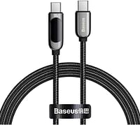 Baseus 100W Usb Type C to Type C Led Display Data Cable, 1 Meter Size, Black