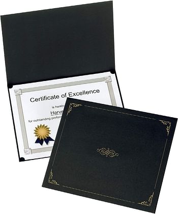 Oxford Certificate Holders, Black Diploma Holders, Letter Size, 25 Per Pack (299550)