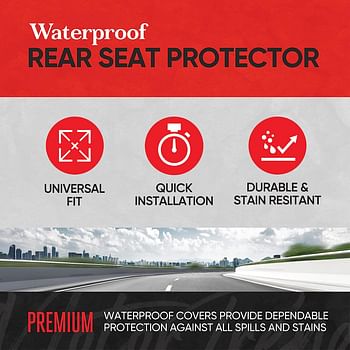 Motor Trend Aquashield Black Waterproof Rear Bench Car Seat Cover – Padded Neoprene Back For Cars, Ideal Protector Kids & Dogs, Interior Covers Auto Truck Van Suv