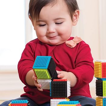 Infantino PRESS & STAY SENSORY BLOCK Activity Toy for Baby From 6 Months and above-Multicolor
