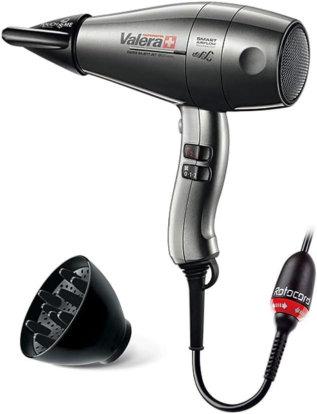 Valera 586.12/I 8600,Valera - Swiss Ultra-Silent Iconic Rotocord Jet 8600 High Performance Professional Hair Dryer 586.12I, Grey,