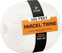 Parcel Twine - Polyester Cord Twine String 225' - Extra Strong Thick White String Spool - Ties Easily and Securely- Packaging Rope, Lacing Cord, Braided Line for Craft Supplies and Packing
