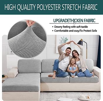 Sofa Seat Cushion Cover Waterproof, Stretch Sofa Seat Cover, Elastic Cushion Covers Non-slip, Slipcover Cover for Sofa Seat Cushions,Seat Couch Cover for Pets & Kids (2-Seater,Light Grey)