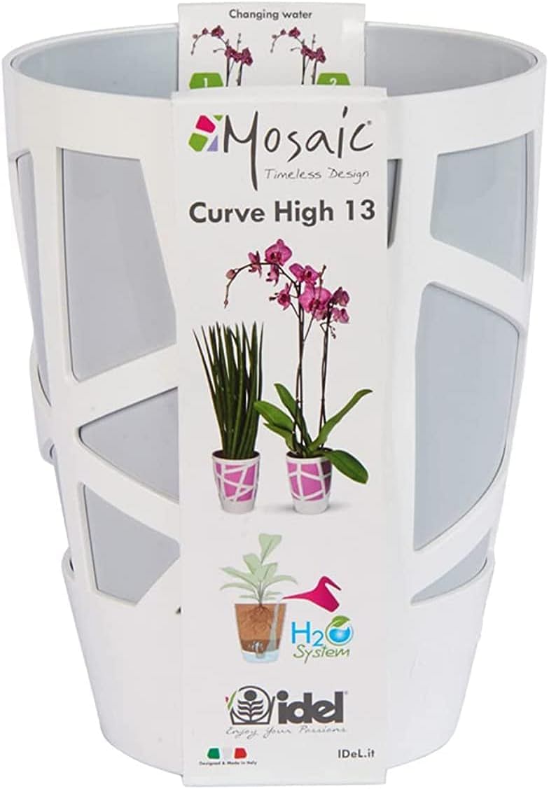 Idel Mosaic Curve Pot for Plant, 13 cm Size, Ash Grey