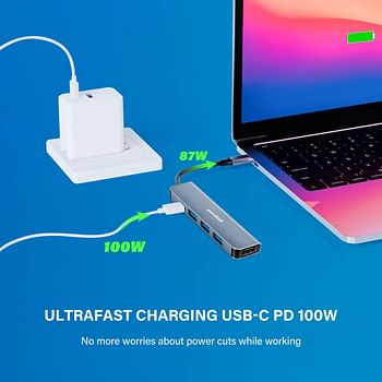 yashidi USB C to HDMI Hub with 3*USB 3.0 and 100W PD Charging Adapter for MacBook Pro