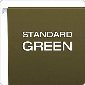 Pendaflex Hanging File Folders, Letter Size, Standard Green, 1/5-Cut Adjustable Tabs, 25 Per Box (81602), Standard Green - 1/5 Tabs