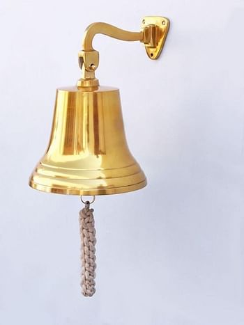 Hampton Nautical 3xglass-101 Brass Plated Hanging Ship's Bell 11 Inch Nautical Home Decoration