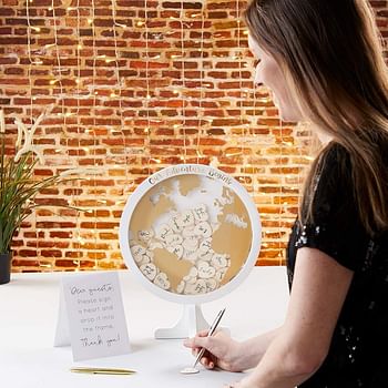 Kate Aspen Wedding Guest Book Globe Guestbook Alternative, One Size, White With Hearts