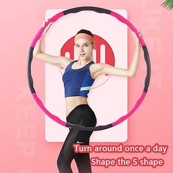 Hoola Hoop，Hoola Hoop for Weight Loss，Sports Fitness Equipment，Weighted Exercise Hoola Hoops for Adults，Professional Soft Fitness Hoola Hoops for Kids (Pink)