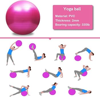 Lixada Exercise Ball Yoga Ball Anti-Burst Thickened Stability Balance Ball Pilates Barre Physical Fitness Exercise Ball 45CM / 55CM / 65CM / 75CM Gift Air Pump