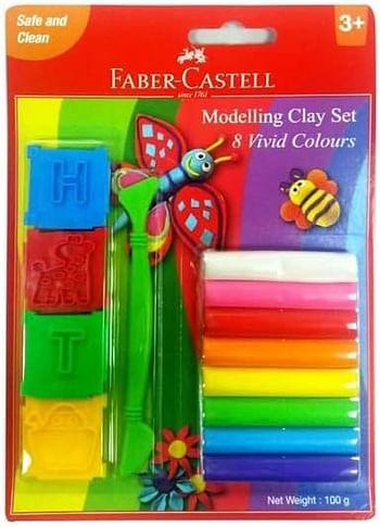 Faber-castell 8 modelling clay 200gm, assorted