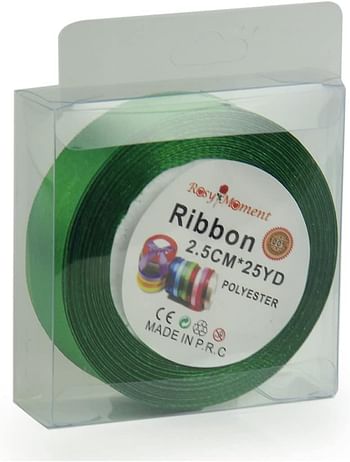 Rosymoment Ribbon Satin Fabric For Gift Package Wrapping Hair Bow Clips Making Crafting Sewing Wedding Decorations Width 2.5Cm*25Yards Rbn-8556 - Green