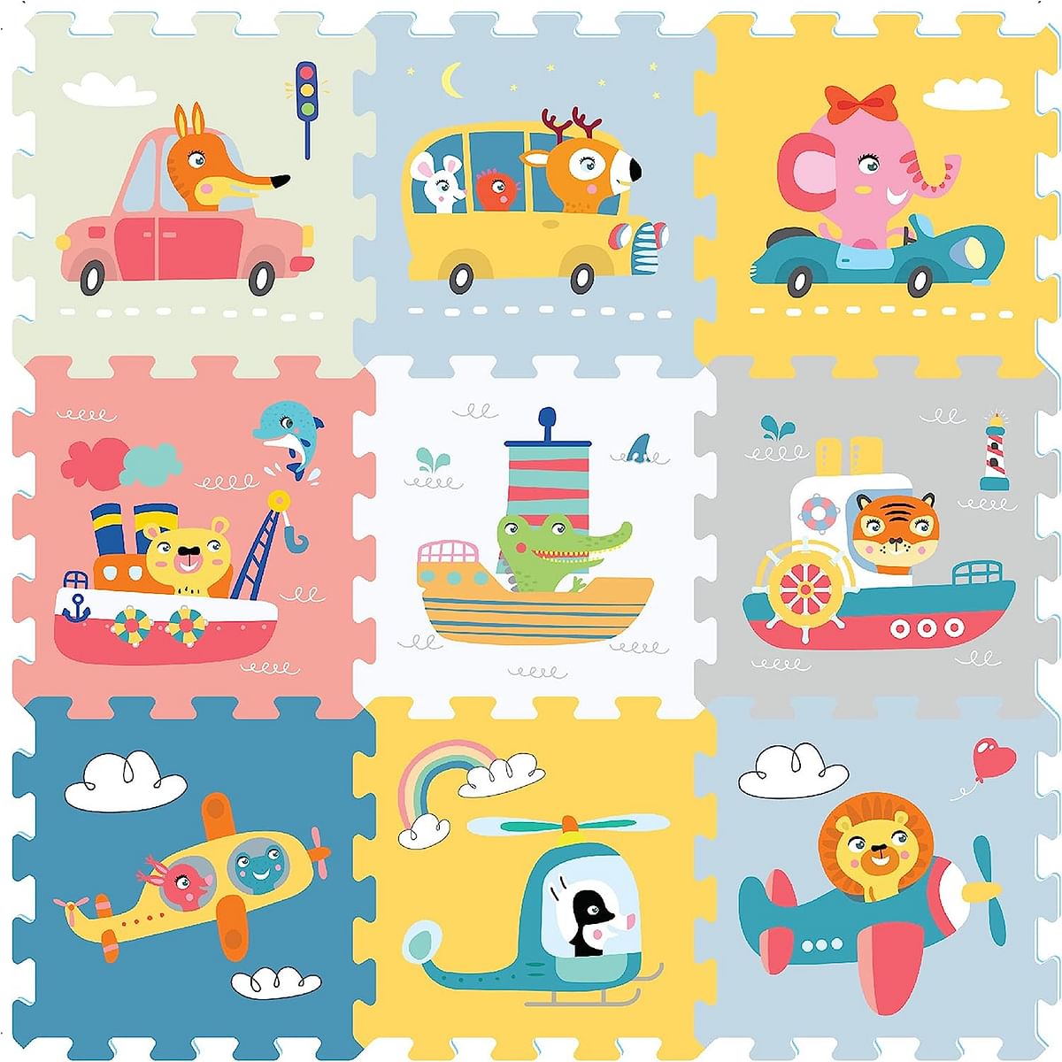 Sunta Transportation & Animals Baby Puzzle Mat 9-Pieces