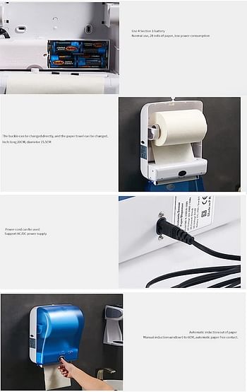 Royal Apex Automatic Sensor Roll Paper Towel Dispenser Wall Mount Holder Auto Cut Jumbo Roll Tissue Dispenser 230VAC / 6V DC for Hospital Hotel Bathroom Public Washroom Office School Kitchen Etc…