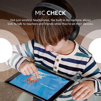 Belkin SoundForm Mini Kids Headphones with Built in Microphone, On Ear Headsets Girls and Boys For Online Learning, School, Travel Compatible with iPhones, iPads, Galaxy and more - Black