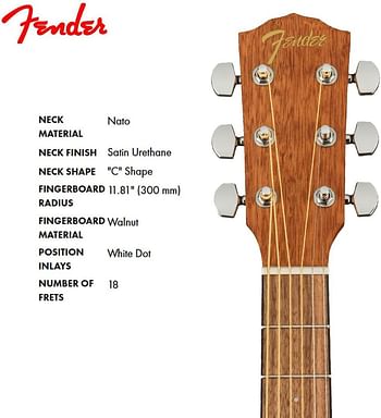 Fender FA-15 3/4 Acoustic Guitar With Gig Bag Limited Edition Black