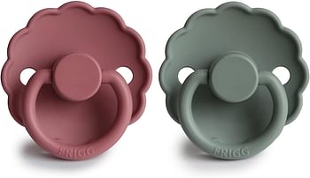 FRIGG Daisy Silicone Baby Pacifier 0-6M 2-Pack Cedar/Lily pad -Size 1