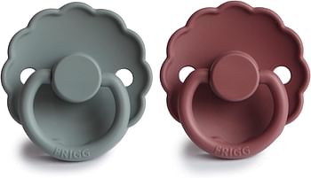 FRIGG Daisy Silicone Baby Pacifier 0-6M 2-Pack French Gray/Woodchuck -Size 1