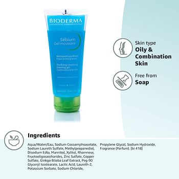 Bioderma Sebium Purifying Cleansing Foaming Gel - Combination to Oily Skin,  Multicolor500ml