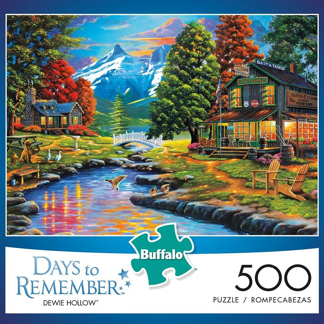 Buffalo Games - Days to Remember - Dewie Hollow - 500 Piece Jigsaw Puzzle , Orange, Yellow, Green , 21.25"L X 15"W