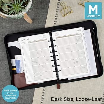 2022 Monthly Planner Refill by AT-A-GLANCE, 87229 Day-Timer, 5-1/2" x 8-1/2", Size 4, Desk Size, Ruled Daily Blocks, Loose Leaf (481-685Y)