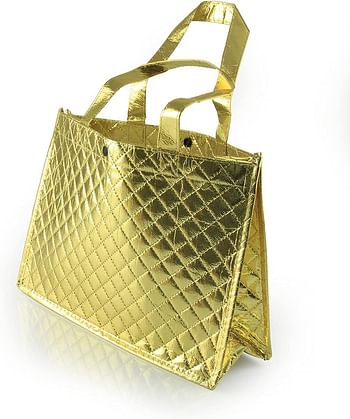 شنطة هدايا من روزي مومنت،شنطة تسوق بمقبض مقاس 23.5×33×11 سم، لون ذهبي