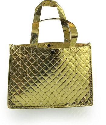 شنطة هدايا من روزي مومنت،شنطة تسوق بمقبض مقاس 23.5×33×11 سم، لون ذهبي
