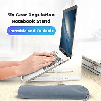 Portable Folding Laptop Stand - Adjustable Ergonomic Laptops Elevator For Desk - Holder Compatible With Mac, Macbook Pro Air, Lenovo, Hp, Dell, 10"-15.6" Inch Notebooks - Charm Black