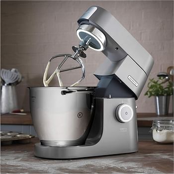 Kenwood Stand Mixer Chef XL Titanium Kitchen Machine Metal Body 1700W with 6.7L SS Bowl, 5 Tool Attachments, Glass Blender, Meat Grinder, Multi Mill KVL8430S Silver