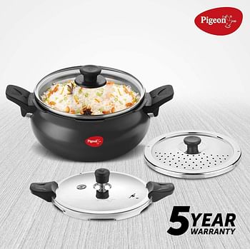 Pigeon All In One Super Cookware Set, Black, 3 Liters, 620-H