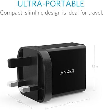 Anker USB Charger 4.8A/24W 2-Port USB Wall Charger for iPhone XS/XS Max/XR/iPhone 8 / iPhone 8 Plus/iPhone X/iPhone 7/6 / 6 Plus, iPad Air 2 / mini 3, Galaxy Note 5/4, Nexus, and More