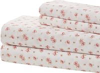 Amrapur Microfiber Sheet Set | Luxuriously Soft 100% Rose Printed Bed with Deep Pocket Fitted Sheet, Flat and 2 Pillowcases , 4 Piece Set, Queen