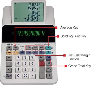 Sharp El-1501 Compact Cordless Paperless Large 12-Digit Display Desktop Printing Calculator That Utilizes Printing Calculator Logic