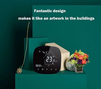 Royal Apex Luxury Design Wifi Programmable Room Smart Thermostat, Energy Saving Fcu Central Air Conditioner Cooling Temperature Touch Controller 95-240Vac With Alexa Echo Google Home Ifttt Support