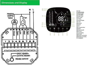 Royal Apex Luxury Design Wifi Programmable Room Smart Thermostat, Energy Saving Fcu Central Air Conditioner Cooling Temperature Touch Controller 95-240Vac With Alexa Echo Google Home Ifttt Support