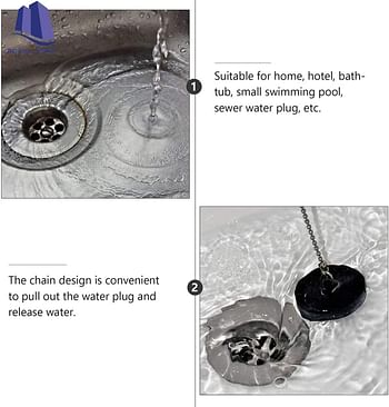 Royal Apex 2 Pcs 1.1/2 InchTub Stopper Bathroom Sink Drain Plug Silicone Bathtub Drain Stopper with Chains for Kitchen Bathtub Bathroom Sink Drains