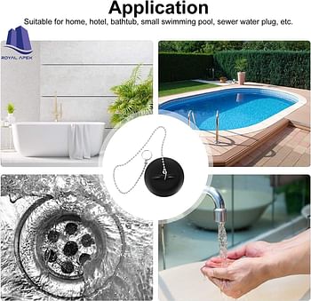 Royal Apex 2 Pcs 1.1/2 InchTub Stopper Bathroom Sink Drain Plug Silicone Bathtub Drain Stopper with Chains for Kitchen Bathtub Bathroom Sink Drains