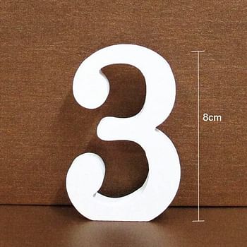 Rosymoment Wooden Number 3 Marquee for Party and Wedding Decor, 8 cm Length, Warm White (Number 3)