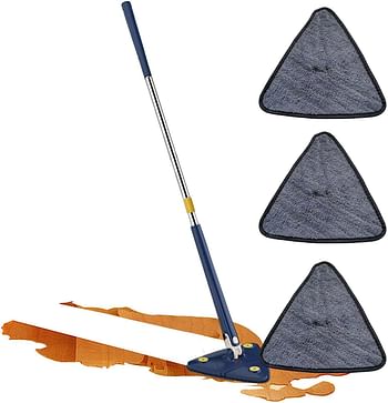 360 Rotatable Adjustable Cleaning Mop | Imitation Hand Extendable Triangle Brush,Wet and Dry Microfiber Cleaning Tool for Hardwood Floor Wall