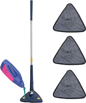 360 Rotatable Adjustable Cleaning Mop | Imitation Hand Extendable Triangle Brush,Wet and Dry Microfiber Cleaning Tool for Hardwood Floor Wall