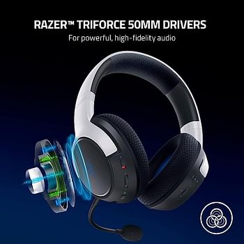 Razer Kaira X for Playstation - Wired Headset for Playstation 5 (TriFroce 50 mm Drivers, HyperClear Cardioid Mic, Flowknit Memory Foam Ear Cushions, Mic Mute Button, Volume Slider) Black-White