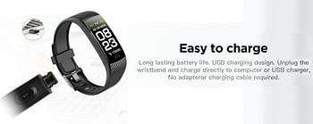 G-Tab W611 Smart Band with Large Battery Life, Heart Rate/Sleep Monitor, Call Alert or SMS Notification, Step Count, Multiple Sport Mode for Men, Women, Violate, Small